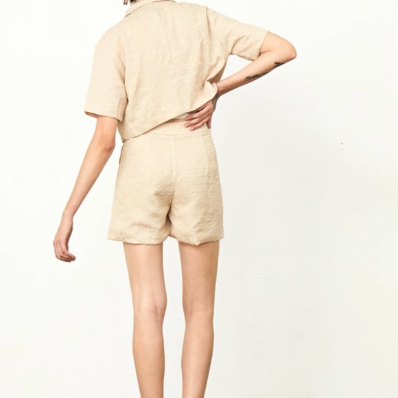 High Waisted Summer Shorts Beige Small NWT - Picture 6 of 7